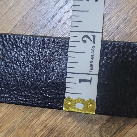 SILVER CREEK Black Leather Double Prong Made In Italy Buckle Belt Size 37/38 - Picture 13 of 15